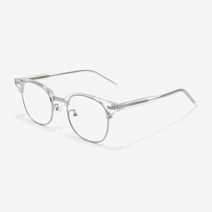 Seutailwokeu Style7 Clsv_Clear & Silver Classic Half-Rim Stylework Eyeglass Frames