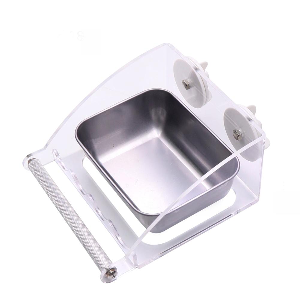 Stainless Steel And Acrylic Bird Feeding Bowl For Splash Guard & Chew-Proof Acrylic Cage Mounted Bird Feeder Food Container