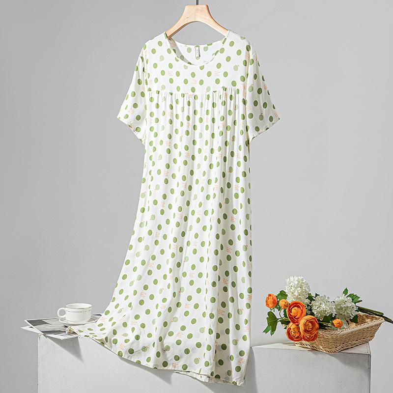 Damen Sommer Süßes Nachthemd für Damen Locker Hauskleidung Blumendruck Nachtwäsche für Damen Nachthemd Kirschen Aufdruck Loungewear Nachthemden