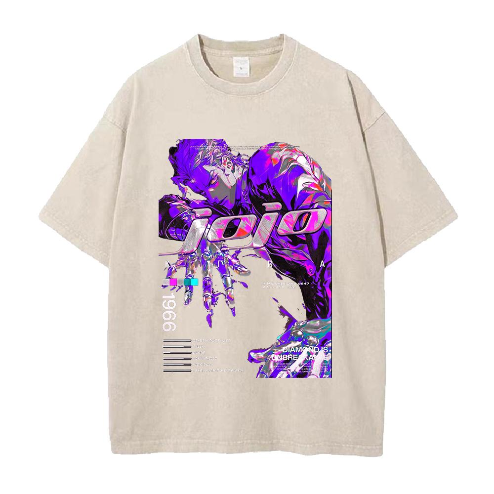 

Hot Anime JoJos Bizarre Adventure Kira Yoshikage Print Tshirt Men Clothing Cotton Tshirt Retro Washed T Shirt Male Manga Tops S