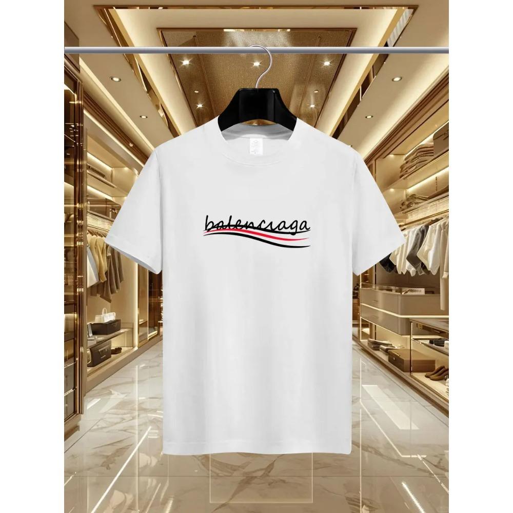 Parisian printed men's T-shirts, men's short-sleeved round-neck casual tops, international urban trends for summer and spring me