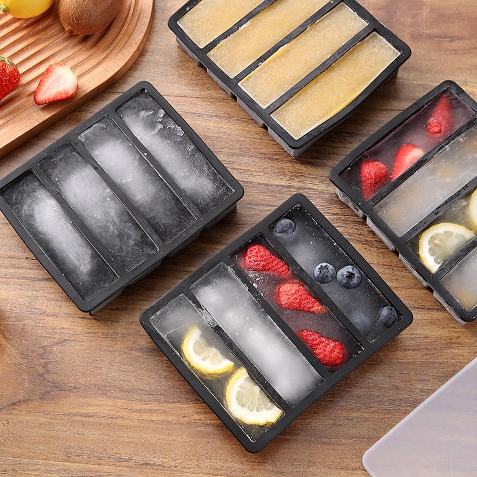 Ice Cube Tray with Lid Stackable Freezer Ice Trays Large Rectangular Ice Cube Mold Easy-Release Ice Cube Mould Kitchen Items