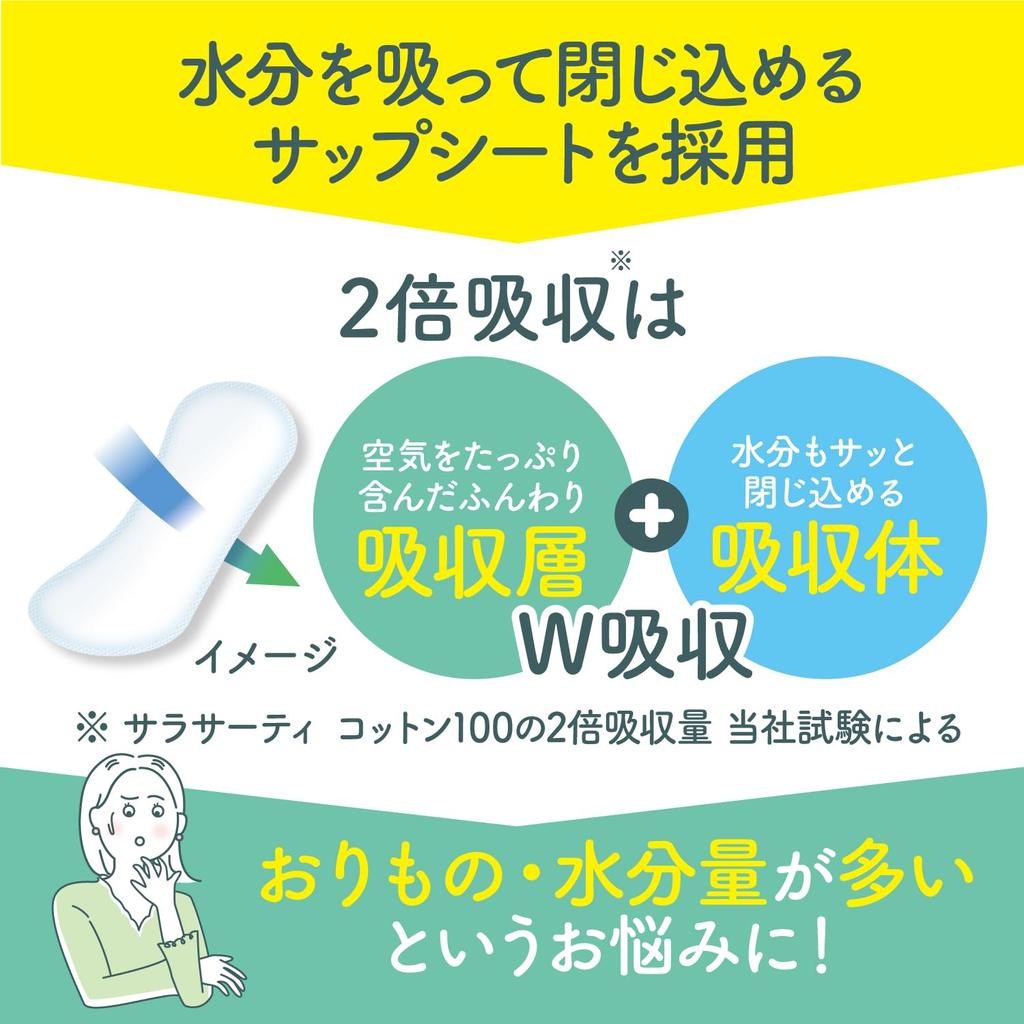 Sarasaty Baumwolle Doppel Saugkraft Slipeinlagen für Leichten Vaginalen Ausfluss 40 Stück x 3 Packungen [Großeinkauf] 100% Ausfluss, Unparfümiert,