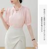 Beautiful Short Pearl M [Bolan Verl] Blouse, Satin, Glossy, Summer, Sleeve, Ladies, V-neck, Top, Shirt, Office, Spring/autumn, Casual, Commuting,