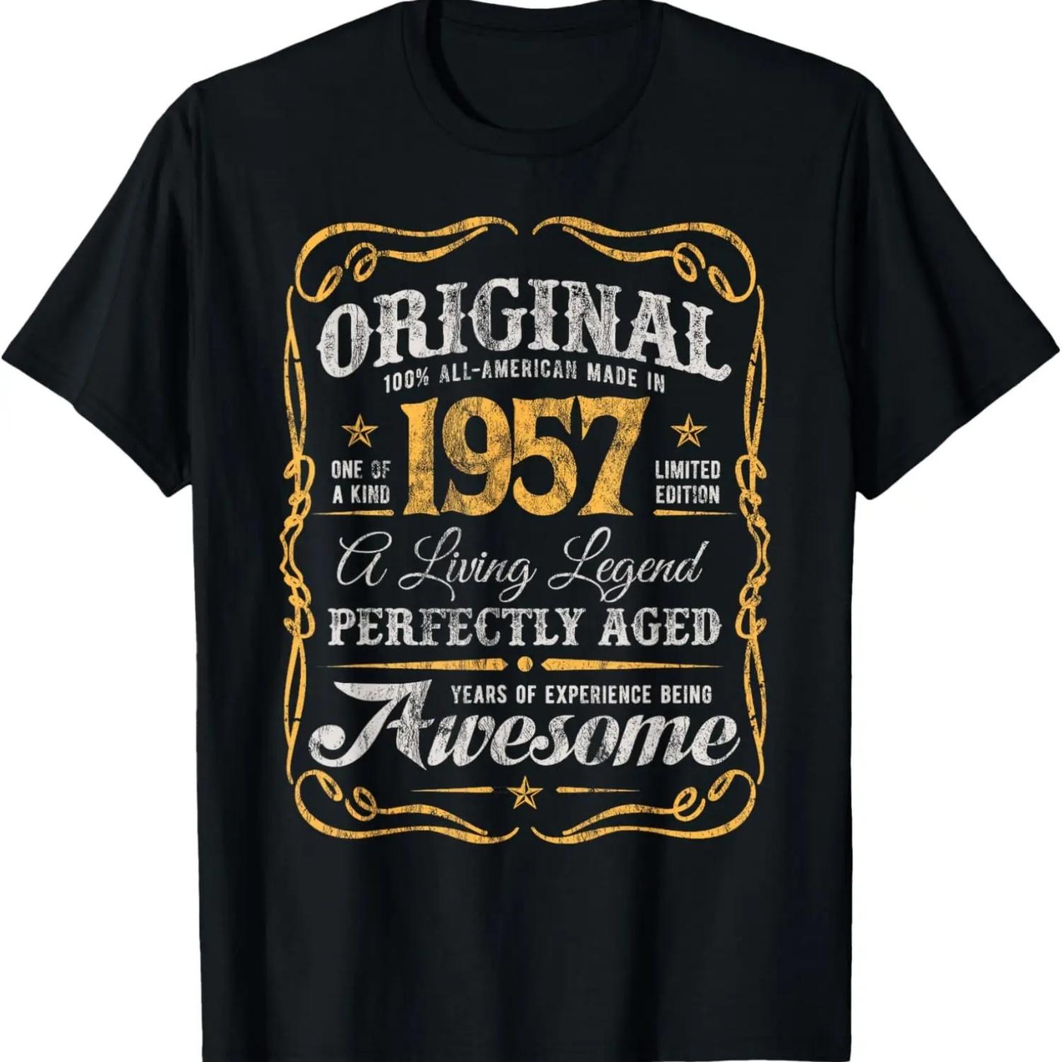 Vintage Original Born In 1957 Classic 67th Birthday T-Shirt S чёрный