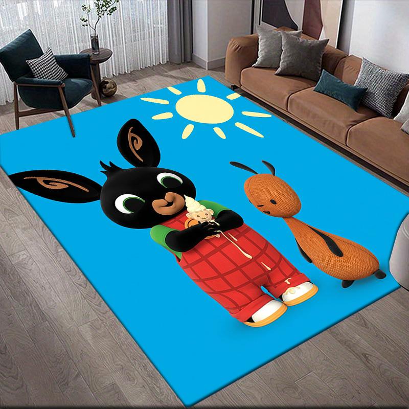 Bing Flannel Pattern Square Carpet,Area Rug,Carpet Rug for Living Room Bedroom Sofa Playroom Decor,Non-slip Floor Mat