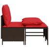 4 Piece Garden Sofa Set with Cushions Brown Poly Rattan