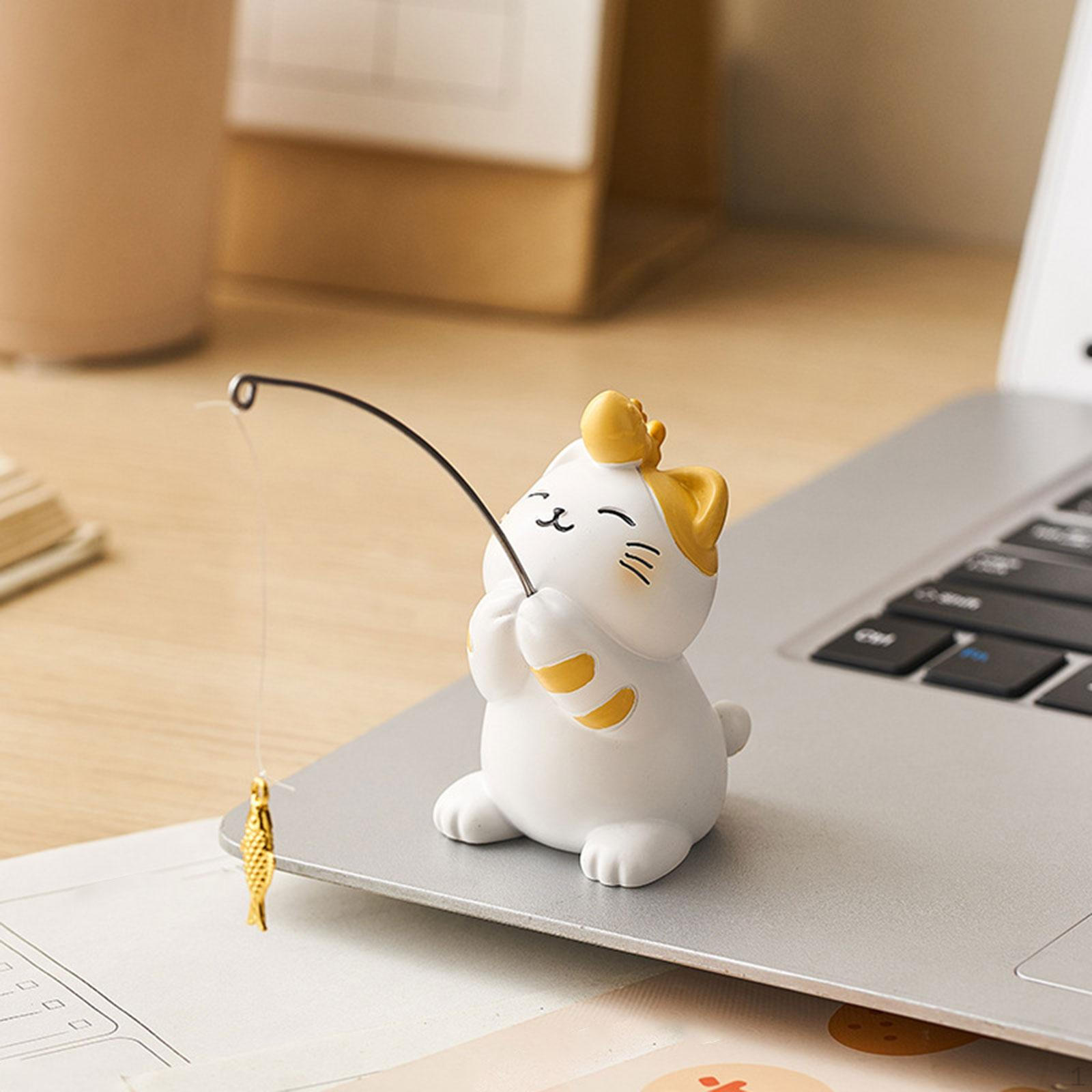 

Смола Фигурка Рыбачащий Кот Статуэтка Ремесла Декоративная Скульптура Животного Настольное Украшение для Камина