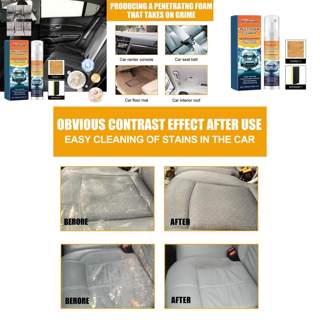 Nettoyant Mousse Multifonctionnel Homonth Pour Sellerie Automobile Et Détail Intérieur Avec Capacité D'Élimination Des Taches Et Serviette Douce Incluse