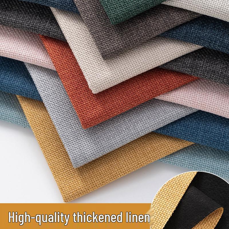 Thick Linen Cotton Coarse Weave Fabric for Sofa Cushions, Seats, and Soft Packs In Plain Colors