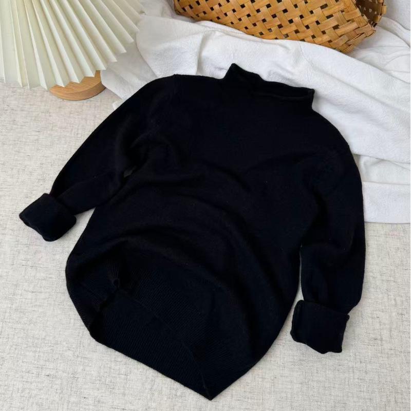 2025 Kids' Trendy Wool Sweater - Half High Neck Pullover for Boys & Girls, Autumn/Winter Base Layer.