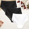 FINETOO 3 Pezzi Mutandine da Donna a Vita Media in Pizzo Sexy Colore Unito Rifiniture in Pizzo Biancheria Intima Femminile Lusso Svuotate Slip Comodi Traspiranti Lingerie