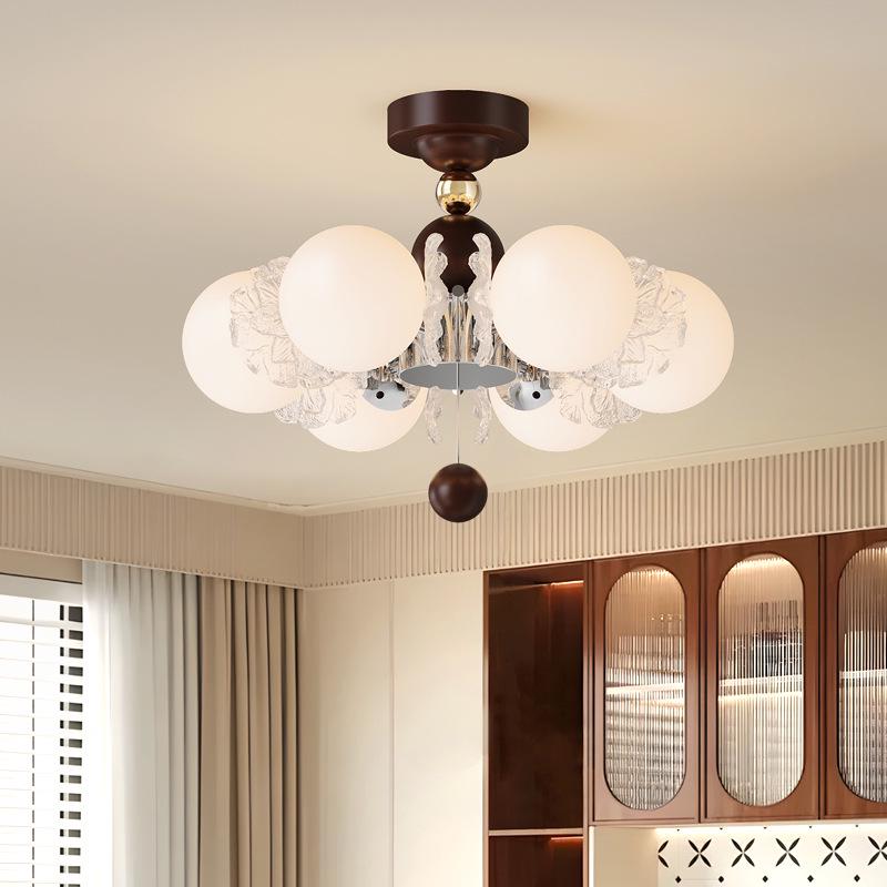 French Luxury Glass Chandelier - Modern Minimalist Lighting for Bedroom or Study