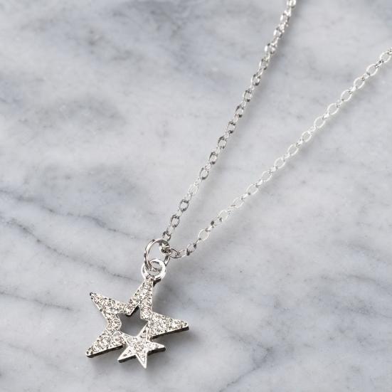Five-pointed Star Necklace, Sparkling Rhinestone Stars Pendant Necklace, Adjustable Dainty Necklace Jewelry Gift for Women Girlfriend Friend
