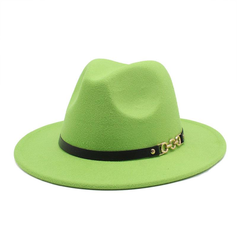 Flat Edge Woolen Top Hat, Belt Buckle, Big-Brimmed Felt Hat, Plain Weave Top Hat