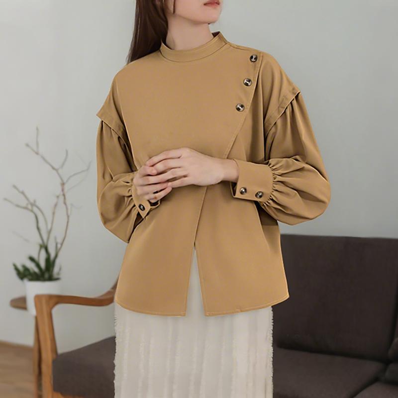 ZANZEA Women Casual Round Neck Loose Long Sleeve Solid Blouse