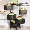 Drehbarer Multifunktionaler Küchenwagen mit Rädern - Bodenstehendes Mehrschichtiges Lagerregal für Snacks, Obst und Gemüse