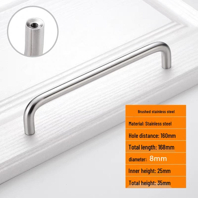 Solid Stainless Steel U-Shaped Wardrobe Drawer Handle