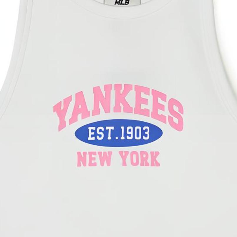 New MLB New York Yankees Tank Tops Women's Ecru 3FTKV0243-50WHS