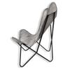 Folding Office & Home Stylish Gray Leather Butterfly Chair - Comfortable Arm Rest Relaxing Butterfly Chair - with Black Powder Coated Iron Stand