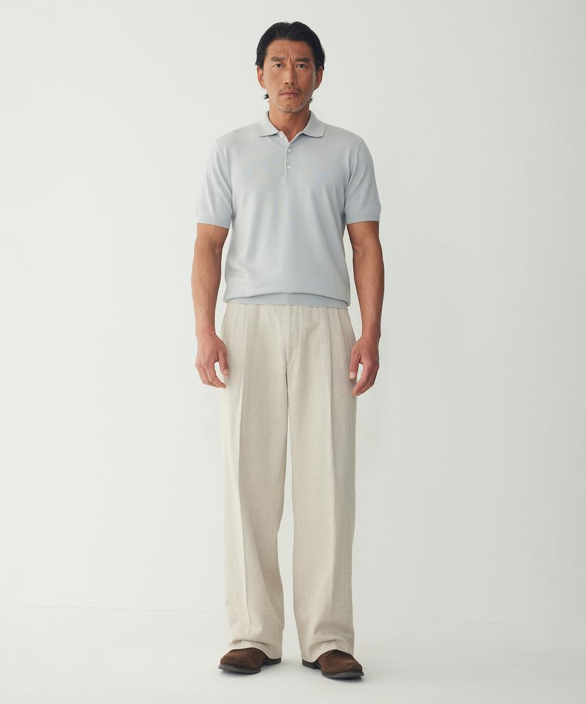 MAN ON THE BOON Cashmere Blend Short Sleeve Polo Knit_Grey 4716113039