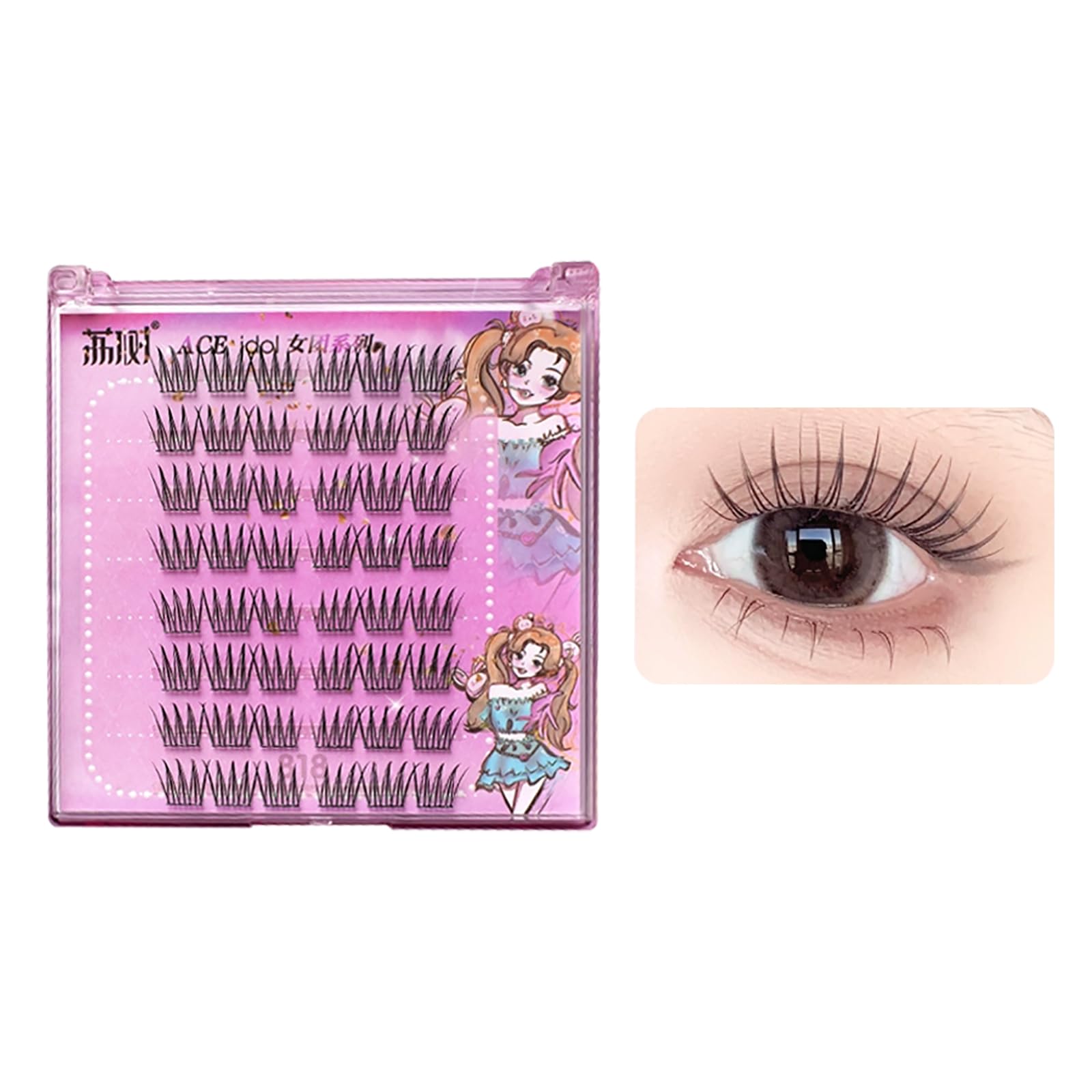 

Lishu False Eyelashes - No Adhesive Needed - 1-Second Eyelash Extensions - 3D False Eyelashes - No Glue Required - Partial Use - Long-Lasting -