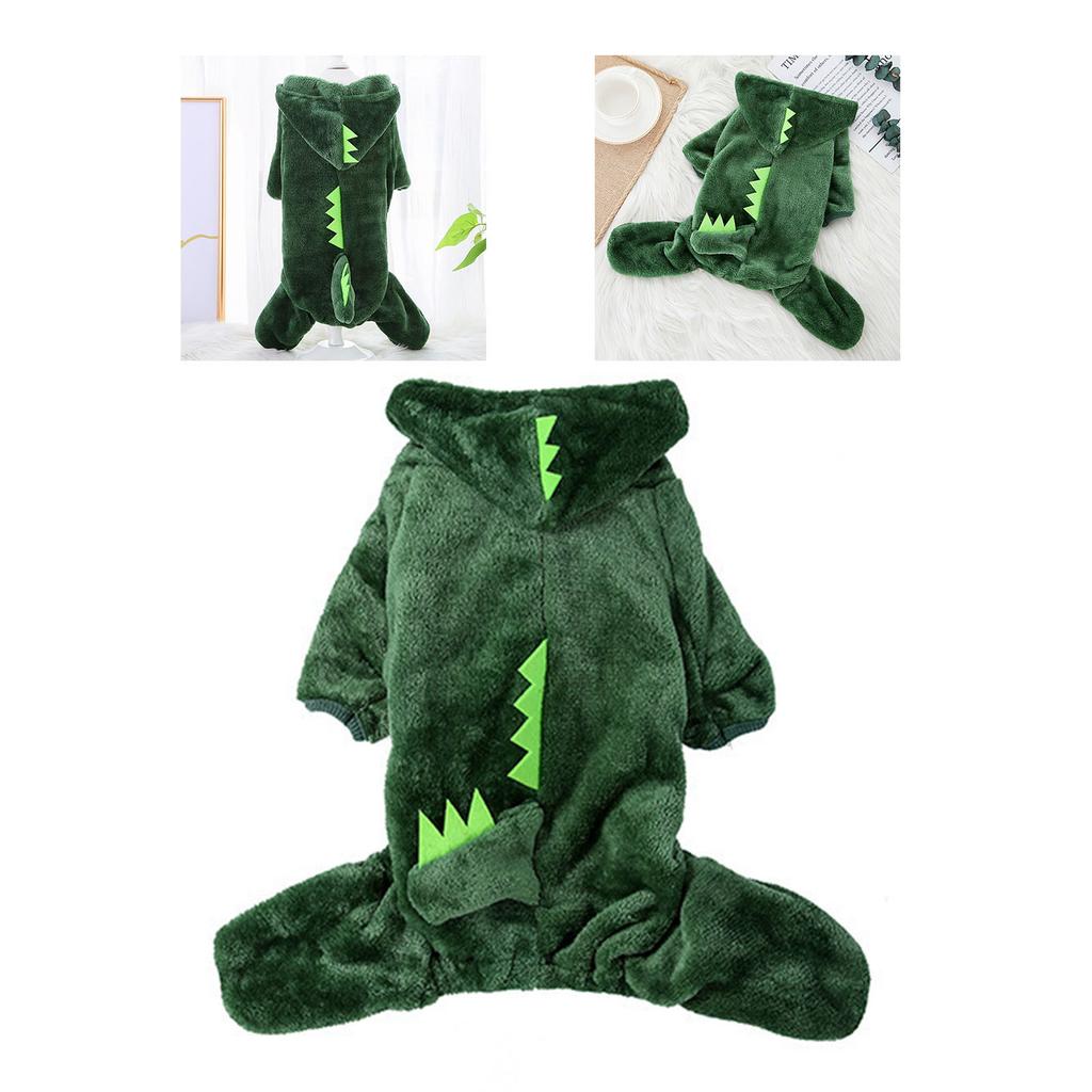 Dog Cartoon Costume Cute Dinosaur Shape Soft Coral Fleece Warm Dog Halloween Costume Winter Hoodie Clothes for Dogs Cats