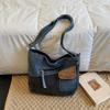 New Fashi Denim Shoulder Bag Casual Patchwork Crossbody Bag Large Capacity Trendy Fashiable and Versatile Commuting Bag
