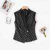 ZANZEA Blusa da Donna Elegante a Maniche Corte con Collo a Revers e Stampa a Righe Casual