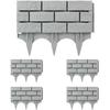 Valla de Borde para Césped de Jardín Exterior Ladrillo Piedra Aspecto Bordes Sin Excavar Encajables Borde de Paisaje Kits Decorativos Plástico 5 PIEZAS (Gris-5pcs)