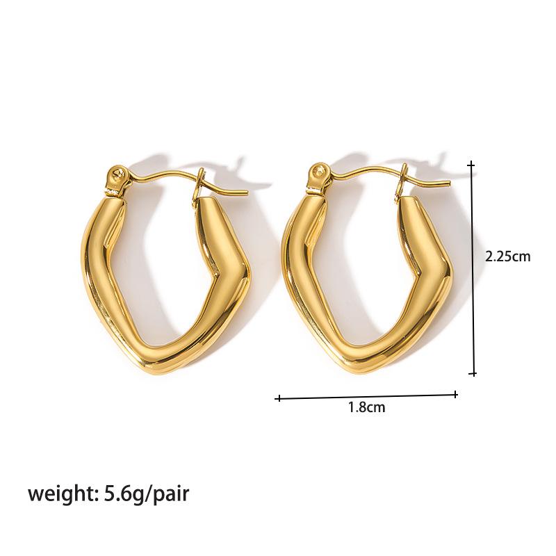 High-End 18K Gold Circle Earrings - Stainless Steel Women's Versatile Titanium Design