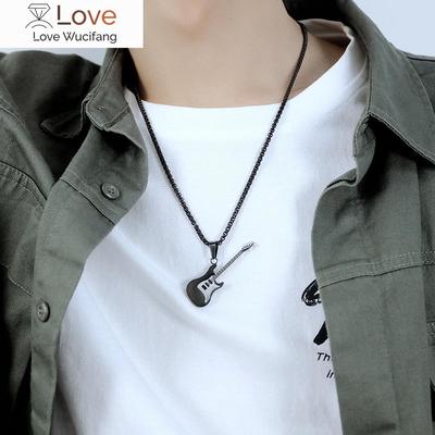 Cyue Stainless Steel Creative Personality Mini Rock Guitar Pendant Chain Necklace For Women Men Fashion Jewelry Zyn051