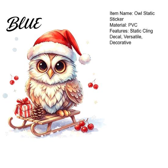 Christmas Window Clings Owl Static Cling Decal Waterproof PVC Decorative Sticker Easy Winter Holiday Scene Stickers Apply Sticker for Home Store And