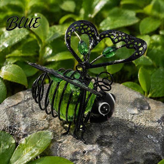IP65 Waterproof Outdoor Bouncy Spring Powered Bee Hanging Lights Solar Lights Metal Ornaments Energy Efficient Lighting Fairy for Backyard