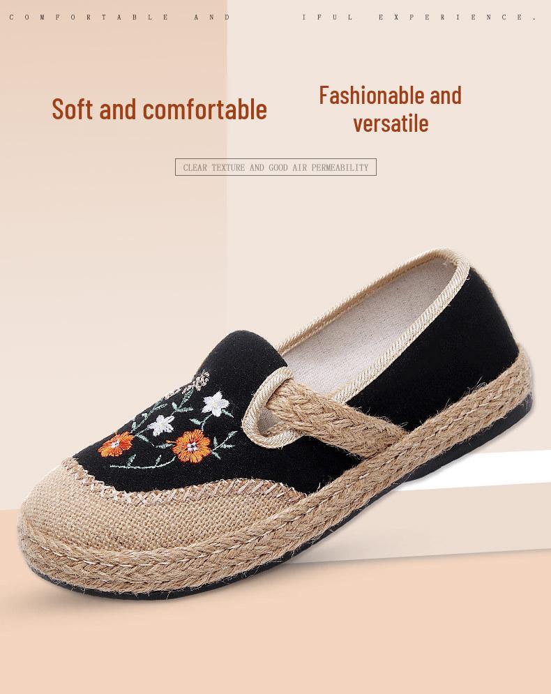 Spring Women's Ethnic Style Slip-on Espadrilles – Comfortable Old Beijing Cloth Shoes