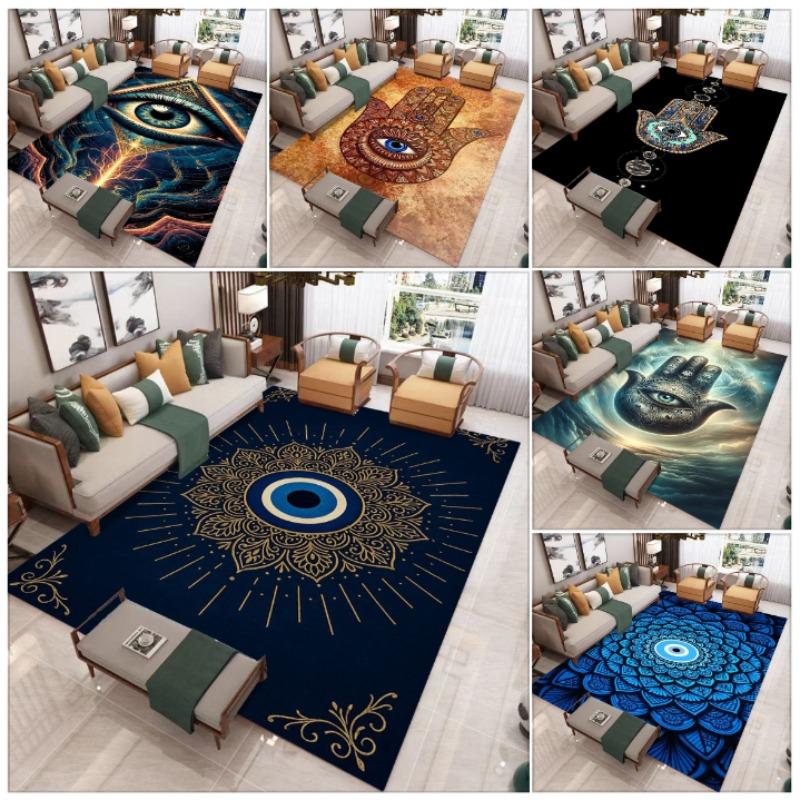 Mysterious Palm Carpet Mat Rug Mandala Bohemian Mystic Effect Durable Home Decoration Living Room Meditation Room Floor Mat