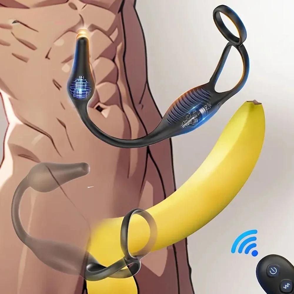Remote Control Vibrating Anal Vibrator Butt Plug Male Prostate Massager Penis Ring Perineum Stimualtor Sex Toy for Men 18+