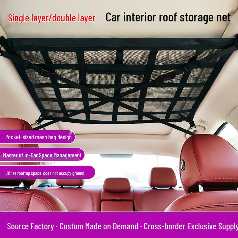 Universal Car Roof Storage Net with Reinforced Straps
