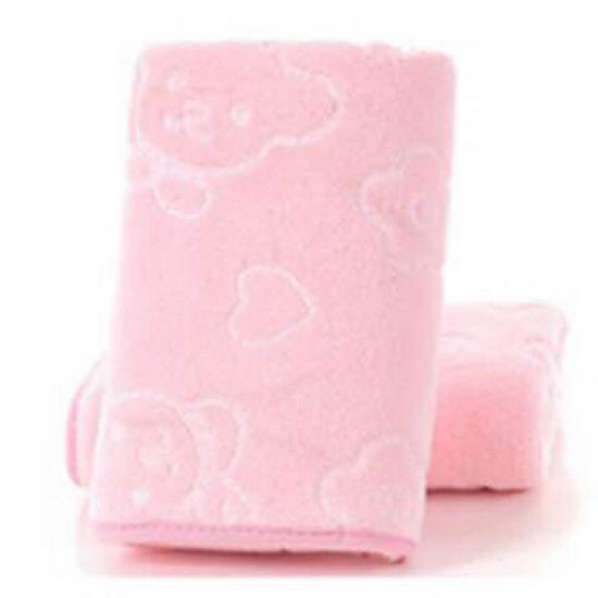 

Набор полотенец из микрофибры с тиснением в виде мультяшного медведя - впитывающие и красочные (35x75 см) thick розовый