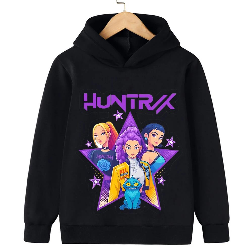 2025 KPop Demon Hunter Cartoon Girls Boy Hooded Sweatshirt Warm Children's Korean Wave Fashion Casual Tops Casual Girls Clothing