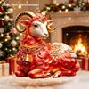 2D Red Golden Ram Christmas Hanging Ornament With Exquisite Details Glossy Finish For Christmas Tree Home Holiday Party Decorati