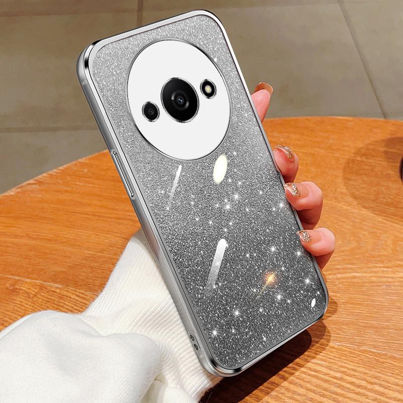 Transparent Glitter Electroplating TPU Silicone Case for Redmi A3 - Anti-Fall Protective Cover for Men and Women