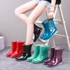 New non-slip waterproof flat-bottomed fashion rain boots for women, medium tube fashion for women, adult thick-soled rain shoes for women