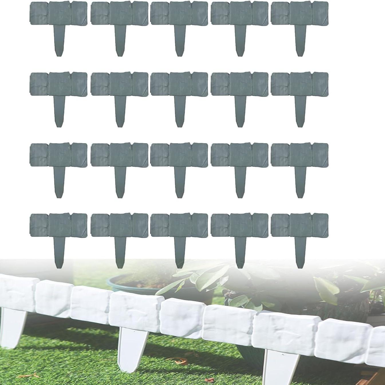 

Garden Fence Edging Border Faux Stone Form Design -Deform Garden Landscape Yard Supply for Gardens Landscaping Farms 20PC серый