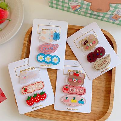 Niedliche Cartoon Kawaii Bär Kaninchen Haarnadeln Acryl Candy Farbe Prinzessin Mädchen Haarspangen Haarschmuck für Baby Neugeborene Geschenke