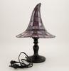 Stained Glass Witch Hat Table Lamp USB Plug In Mosaic Shade Decorative Accent Light for Home Office Party Holiday Decor