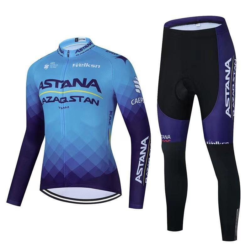 Mens Cycling Jersey Set Long Sleeve Quick Dry Breathable Mountain Road Bike Apparel