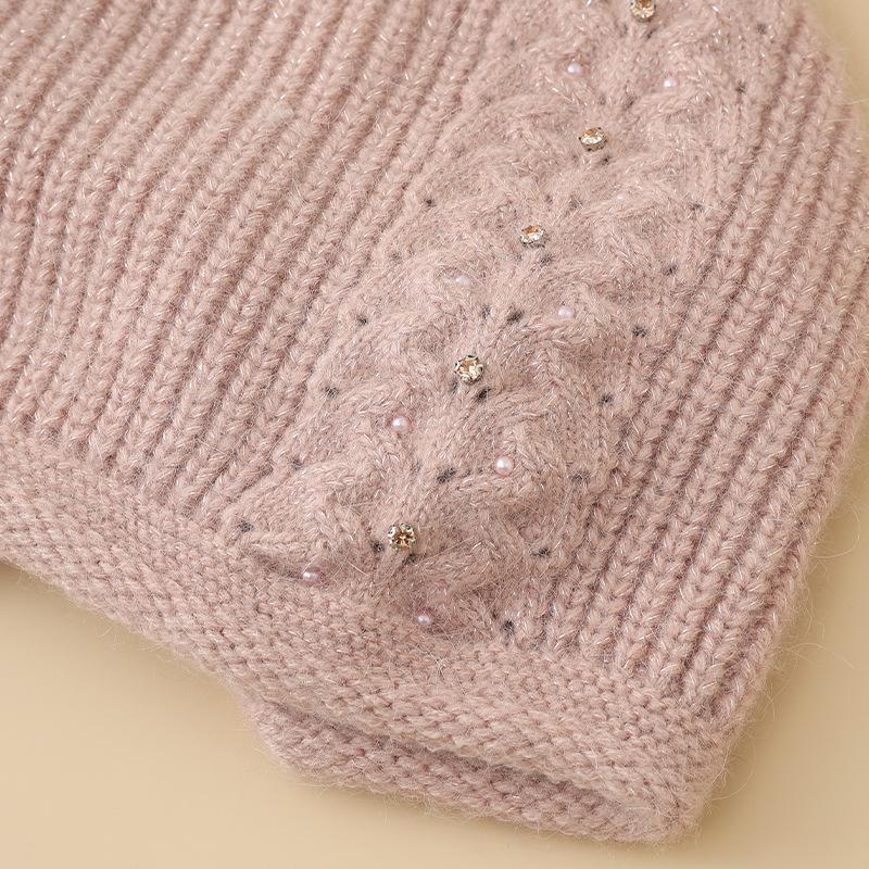 Twist Pearl Rabbit Fur Wool Hat Autumn and Winter Outdoor Cold Warm Hat Stack Hat