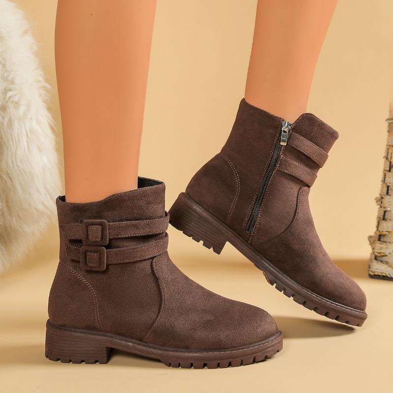 

Women Casual Short Boots Cowgirl Boots Side Zipper Closure Low Heel Work Boots All Matched Comfortable for Riding Climbing 36 коричневый