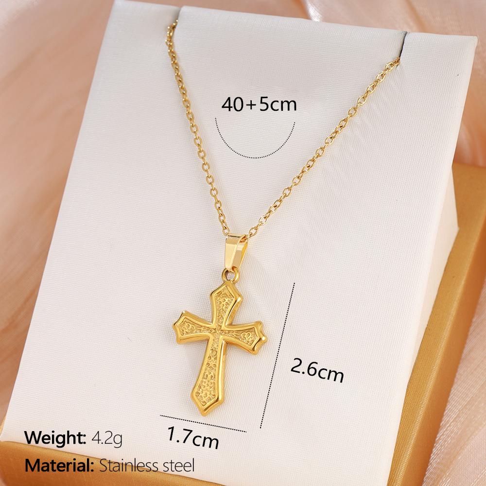 Gold Plated Titanium Steel Cross Pendant Necklace - Trendy Hip Hop Style for Men and Women
